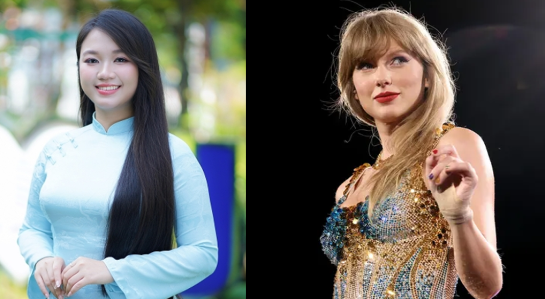 ভিয়েতনামের শিক্ষার্থী হুইন কুয়ং এনগুয়েন ও টেইলর সুইফট | ছবি: সংগৃহীত