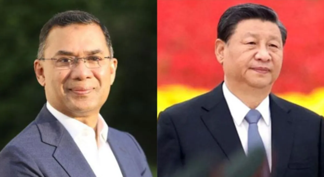 বাংলাদেশের প্রধানমন্ত্রী তারেক রহমান ও চীনের প্রেসিডেন্ট শি জিনপিং।