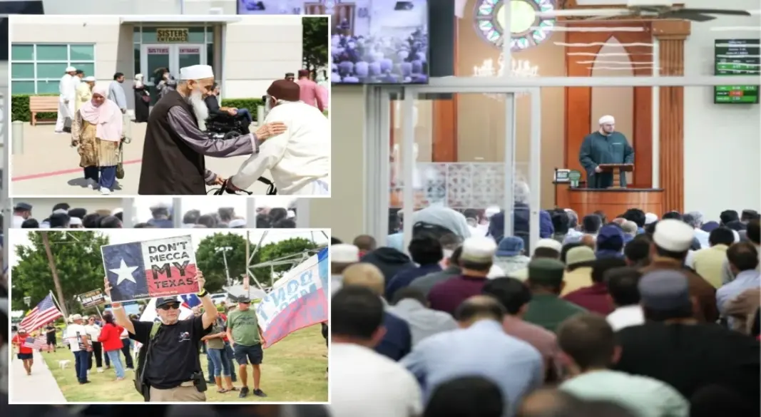 বিক্ষোভের মধ্যেও প্লানোর ইসলামিক অ্যাসোসিয়েশন অব কলিন কাউন্টিতে জুমার নামাজে অংশ নেন মুসল্লিরা। ছবি: সংগৃহীত
