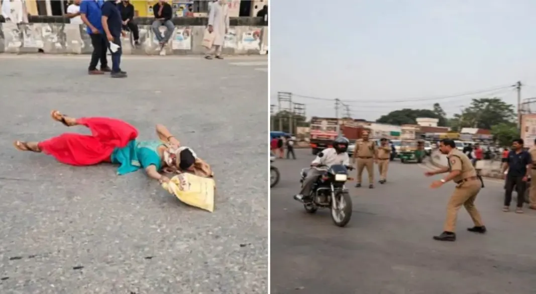উত্তরাখণ্ডে পুলিশের তল্লাশি এড়াতে বাইক ঘুরিয়ে পালান স্বামী, সড়কে পড়ে যান স্ত্রী। ছবি: সংগৃহীত