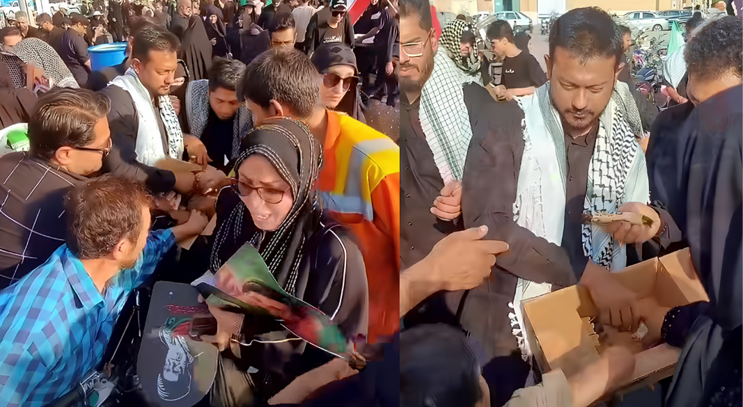 খামেনির শোক অনুষ্ঠানে খাবার বিতরণ করছেন এনসিপির মুখ্য সমন্বয়ক নাসীরুদ্দীন পাটওয়ারী। ছবি: সংগৃহীত
